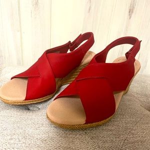 Clarks Women’s Red Wedge Sandals